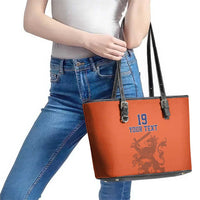 Custom World Football 2026 Netherlands Leather Tote Bag Holland Oranje Dutch Lion - Wonder Print Shop