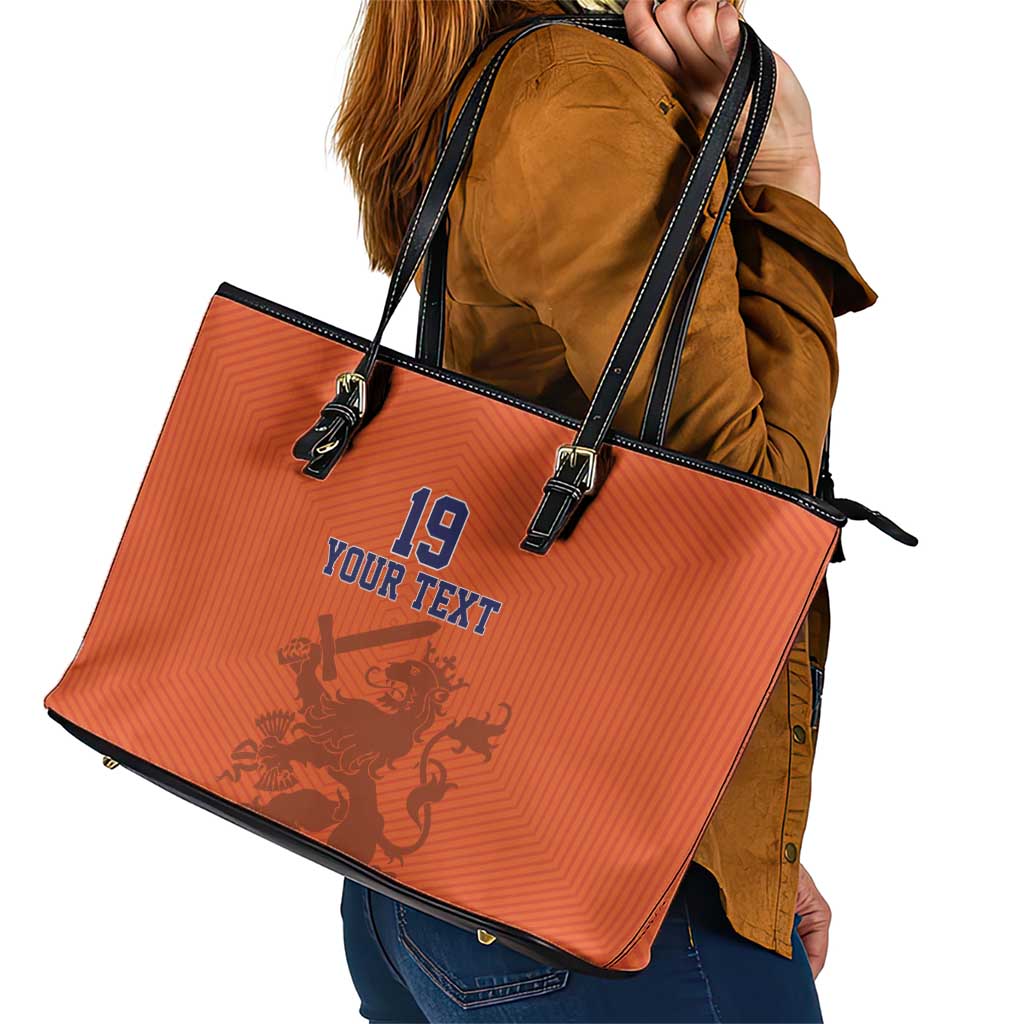 Custom World Football 2026 Netherlands Leather Tote Bag Holland Oranje Dutch Lion - Wonder Print Shop