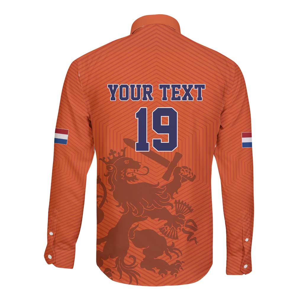 Custom World Football 2026 Netherlands Long Sleeve Button Shirt Holland Oranje Dutch Lion - Wonder Print Shop