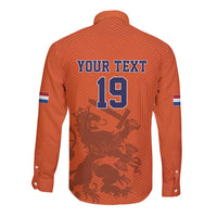 Custom World Football 2026 Netherlands Long Sleeve Button Shirt Holland Oranje Dutch Lion - Wonder Print Shop