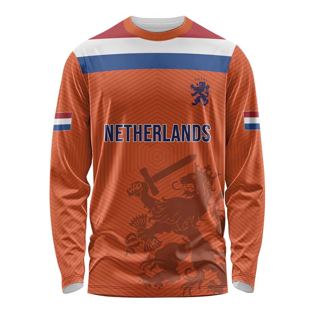 Custom World Football 2026 Netherlands Long Sleeve Shirt Holland Oranje Dutch Lion - Wonder Print Shop