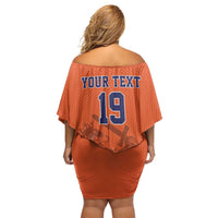 Custom World Football 2026 Netherlands Off Shoulder Short Dress Holland Oranje Dutch Lion - Wonder Print Shop