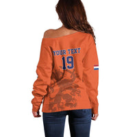 Custom World Football 2026 Netherlands Off Shoulder Sweater Holland Oranje Dutch Lion - Wonder Print Shop