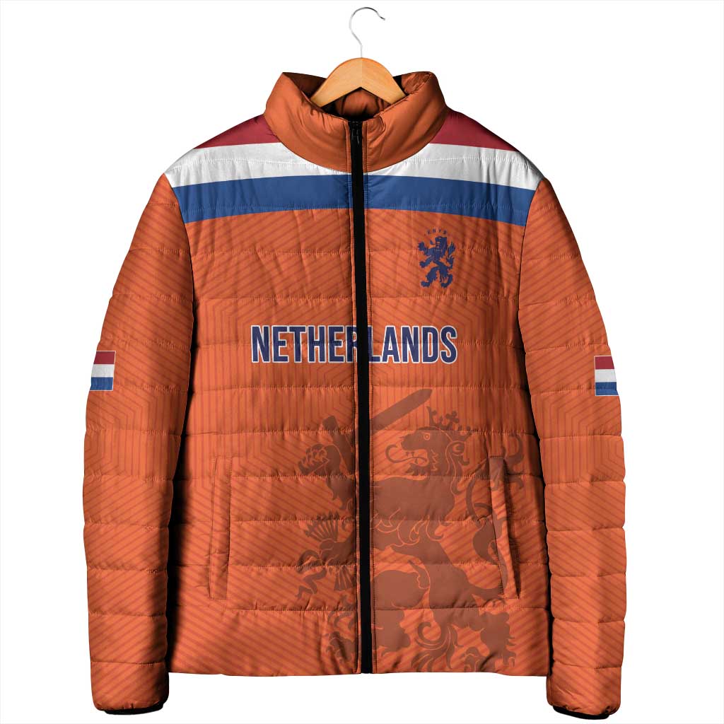 Custom World Football 2026 Netherlands Padded Jacket Holland Oranje Dutch Lion - Wonder Print Shop