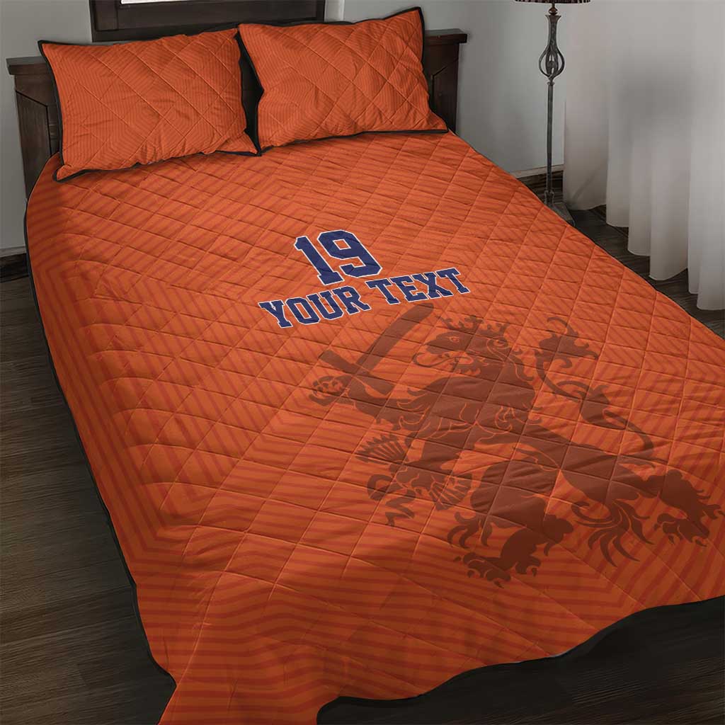 Custom World Football 2026 Netherlands Quilt Bed Set Holland Oranje Dutch Lion - Wonder Print Shop