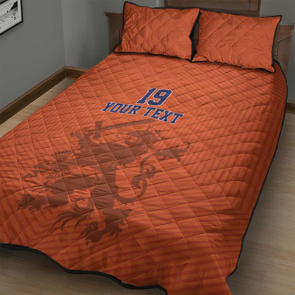 Custom World Football 2026 Netherlands Quilt Bed Set Holland Oranje Dutch Lion - Wonder Print Shop