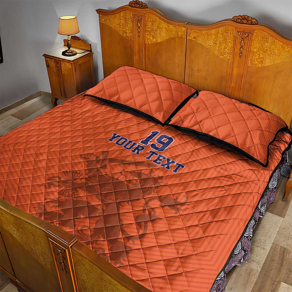 Custom World Football 2026 Netherlands Quilt Bed Set Holland Oranje Dutch Lion - Wonder Print Shop