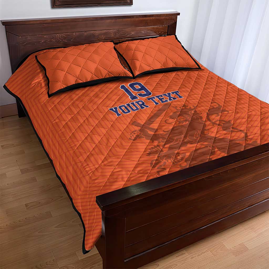 Custom World Football 2026 Netherlands Quilt Bed Set Holland Oranje Dutch Lion - Wonder Print Shop