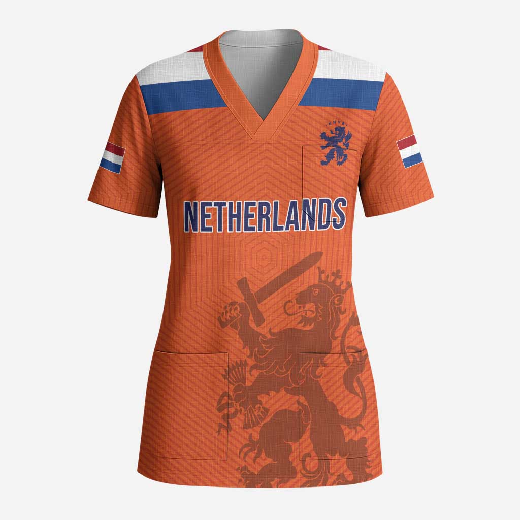 Custom World Football 2026 Netherlands Scrub Top Holland Oranje Dutch Lion - Wonder Print Shop