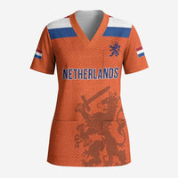 Custom World Football 2026 Netherlands Scrub Top Holland Oranje Dutch Lion - Wonder Print Shop
