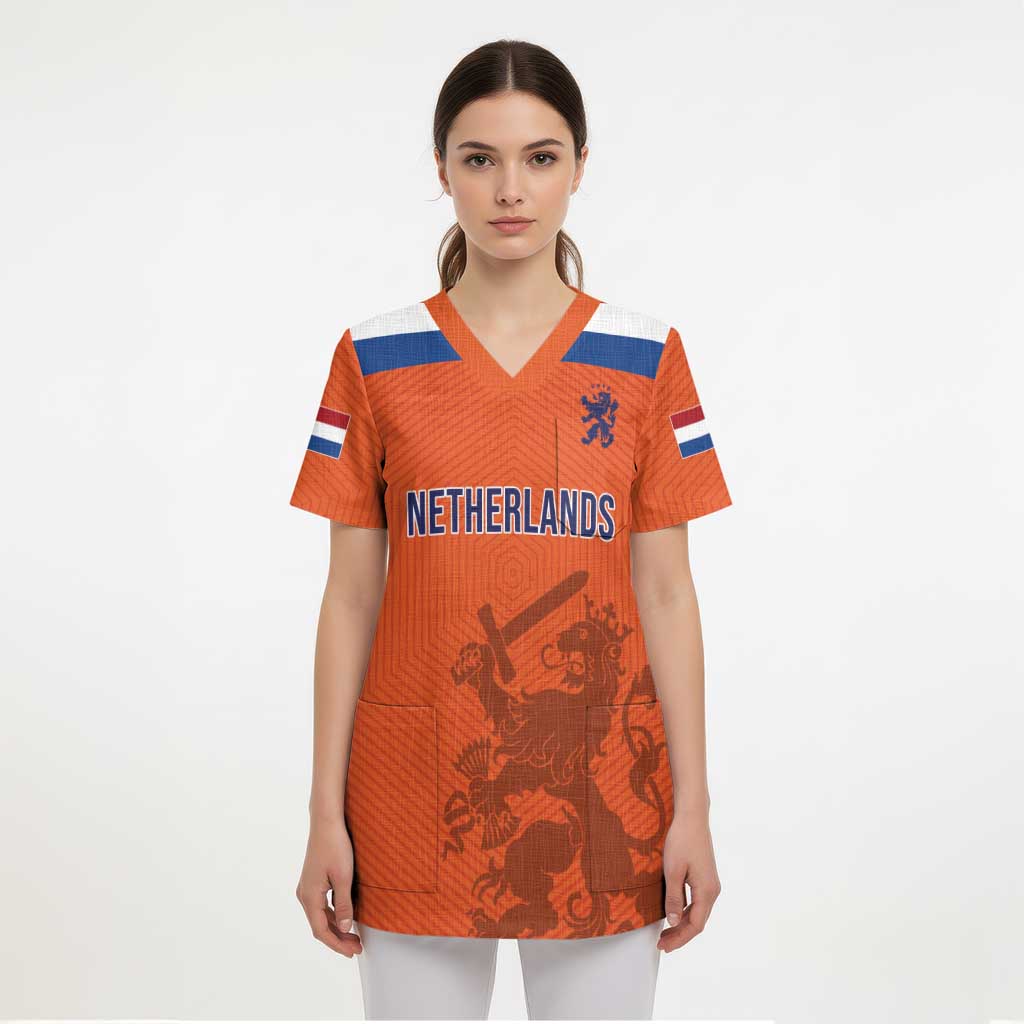 Custom World Football 2026 Netherlands Scrub Top Holland Oranje Dutch Lion - Wonder Print Shop