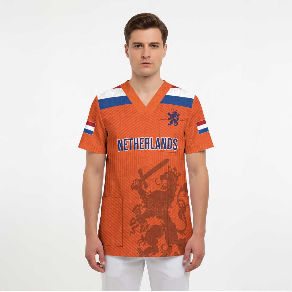 Custom World Football 2026 Netherlands Scrub Top Holland Oranje Dutch Lion - Wonder Print Shop