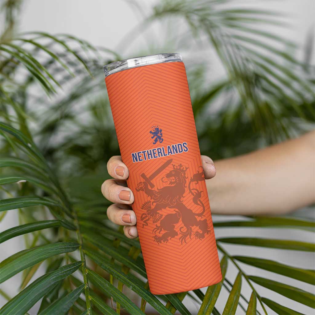 Custom World Football 2026 Netherlands Skinny Tumbler Holland Oranje Dutch Lion - Wonder Print Shop