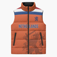 Custom World Football 2026 Netherlands Sleeveless Puffer Jacket Holland Oranje Dutch Lion - Wonder Print Shop