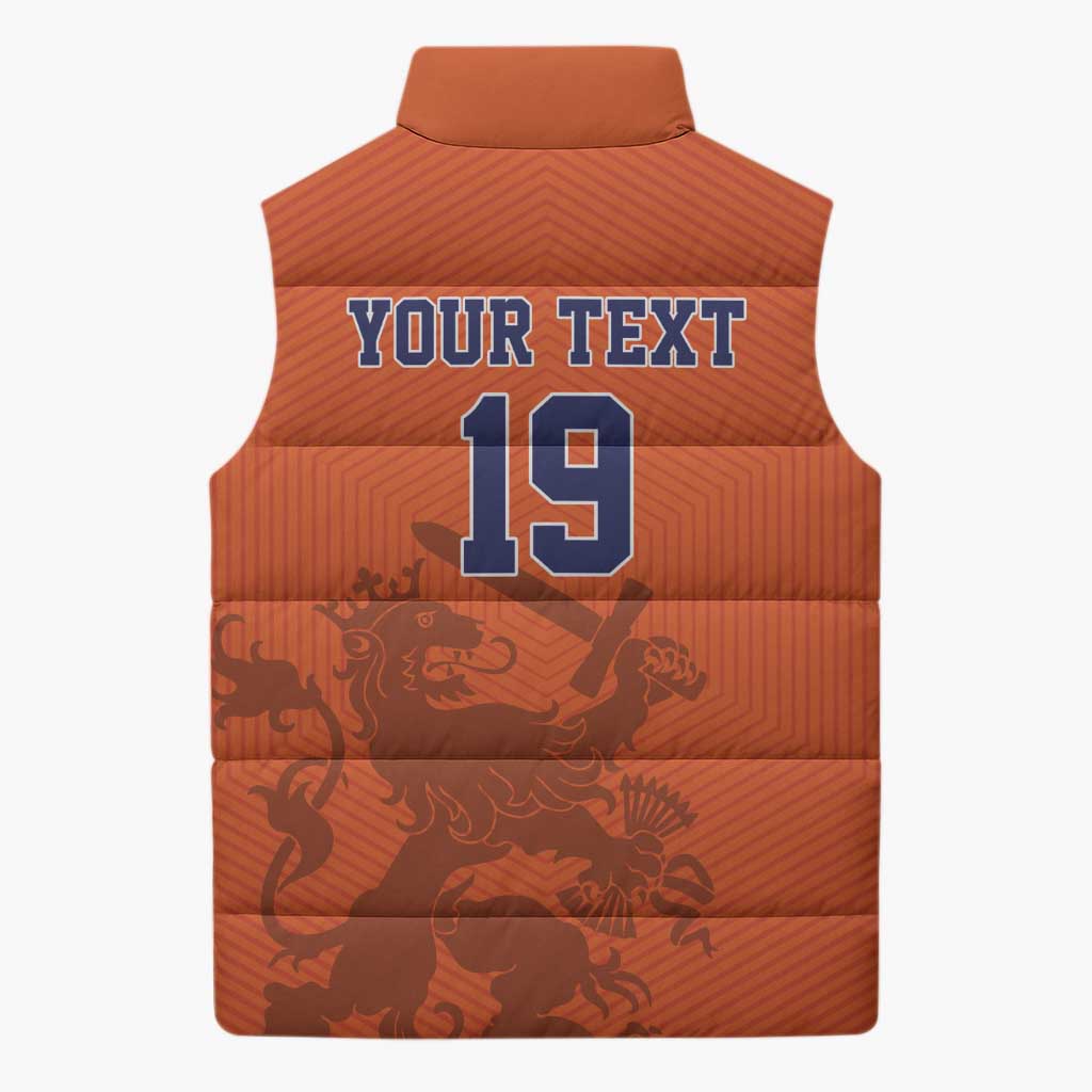 Custom World Football 2026 Netherlands Sleeveless Puffer Jacket Holland Oranje Dutch Lion - Wonder Print Shop