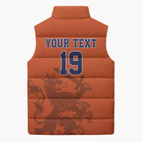 Custom World Football 2026 Netherlands Sleeveless Puffer Jacket Holland Oranje Dutch Lion - Wonder Print Shop