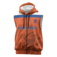 Custom World Football 2026 Netherlands Sleeveless Zip Hoodie Holland Oranje Dutch Lion - Wonder Print Shop