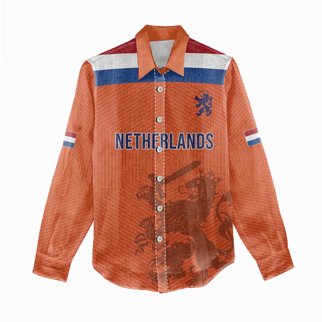 Custom World Football 2026 Netherlands Women Casual Shirt Holland Oranje Dutch Lion - Wonder Print Shop