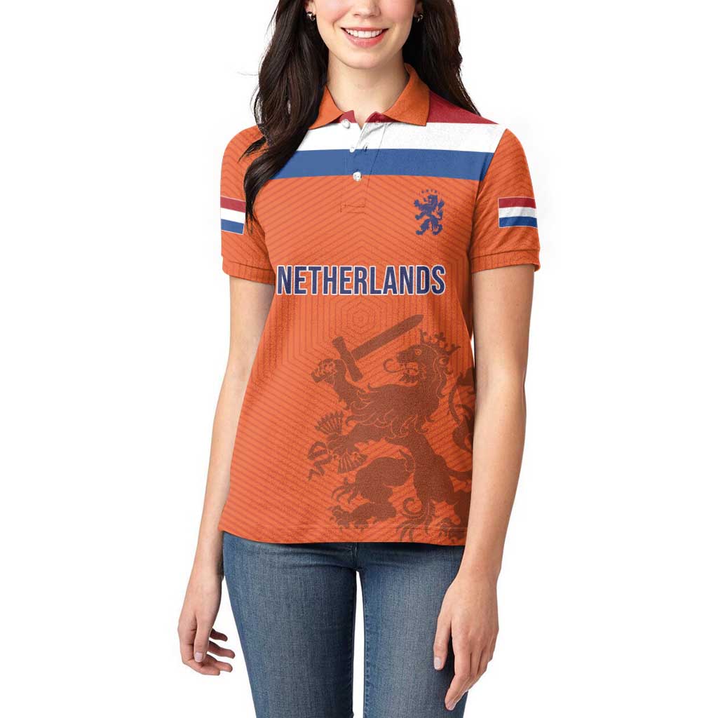 Custom World Football 2026 Netherlands Women Polo Shirt Holland Oranje Dutch Lion - Wonder Print Shop