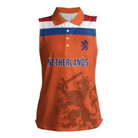 Custom World Football 2026 Netherlands Women Sleeveless Polo Shirt Holland Oranje Dutch Lion - Wonder Print Shop