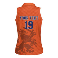 Custom World Football 2026 Netherlands Women Sleeveless Polo Shirt Holland Oranje Dutch Lion - Wonder Print Shop
