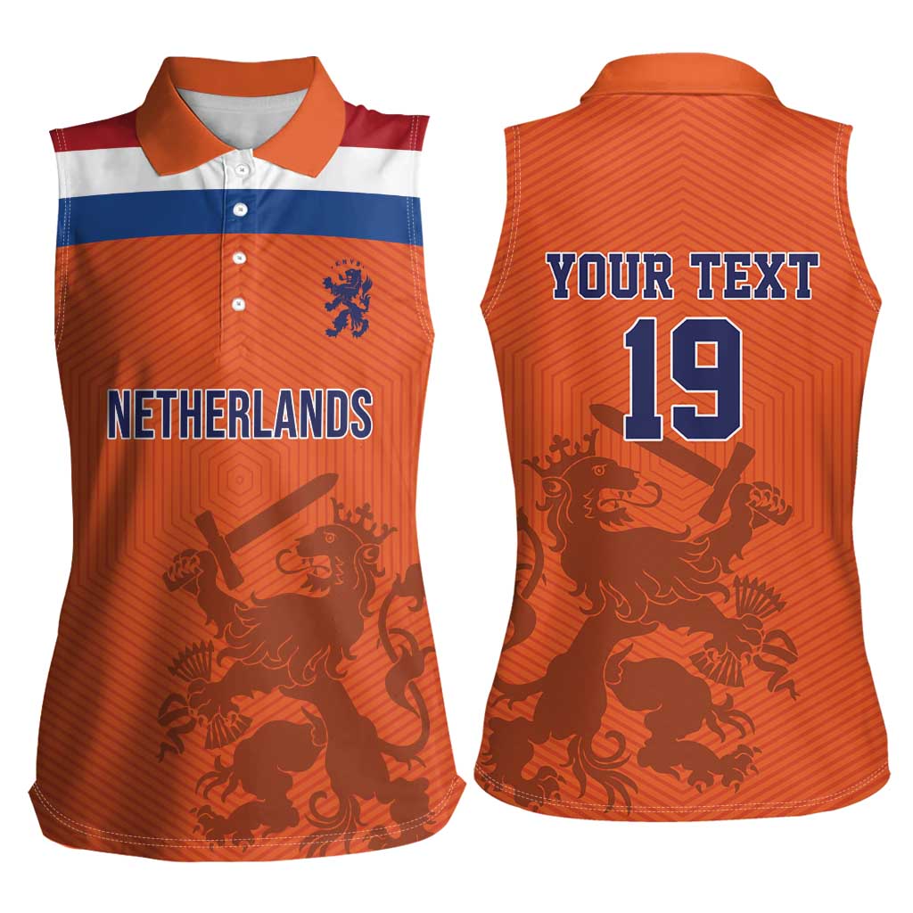 Custom World Football 2026 Netherlands Women Sleeveless Polo Shirt Holland Oranje Dutch Lion - Wonder Print Shop