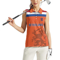 Custom World Football 2026 Netherlands Women Sleeveless Polo Shirt Holland Oranje Dutch Lion - Wonder Print Shop