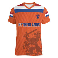 Custom World Football 2026 Netherlands Women V-Neck T-Shirt Holland Oranje Dutch Lion - Wonder Print Shop