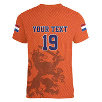 Custom World Football 2026 Netherlands Women V-Neck T-Shirt Holland Oranje Dutch Lion - Wonder Print Shop