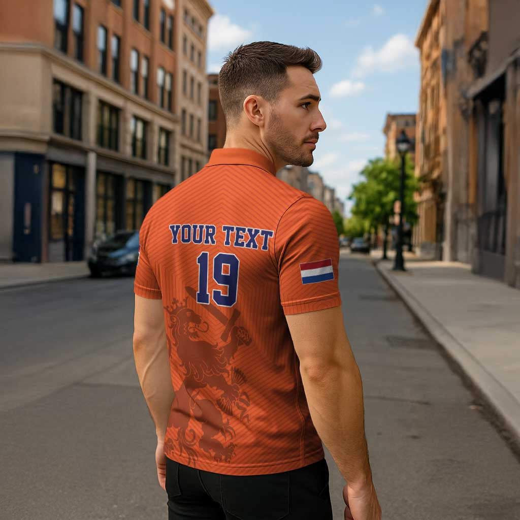 Custom World Football 2026 Netherlands Zipper Polo Shirt Holland Oranje Dutch Lion - Wonder Print Shop
