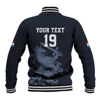 Custom World Football 2026 Netherlands Baseball Jacket Holland Navy Dutch Lion - Wonder Print Shop