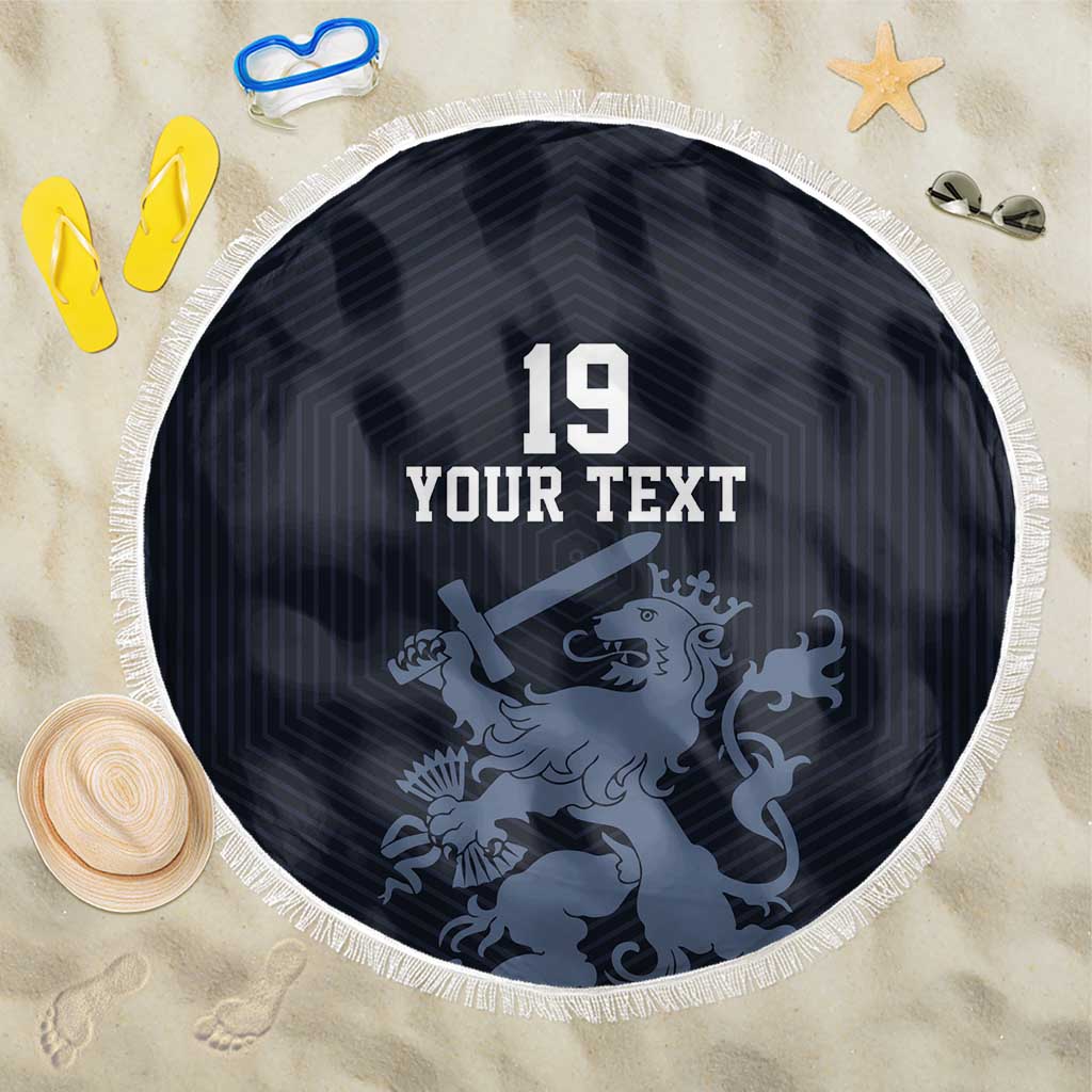 Custom World Football 2026 Netherlands Beach Blanket Holland Navy Dutch Lion - Wonder Print Shop