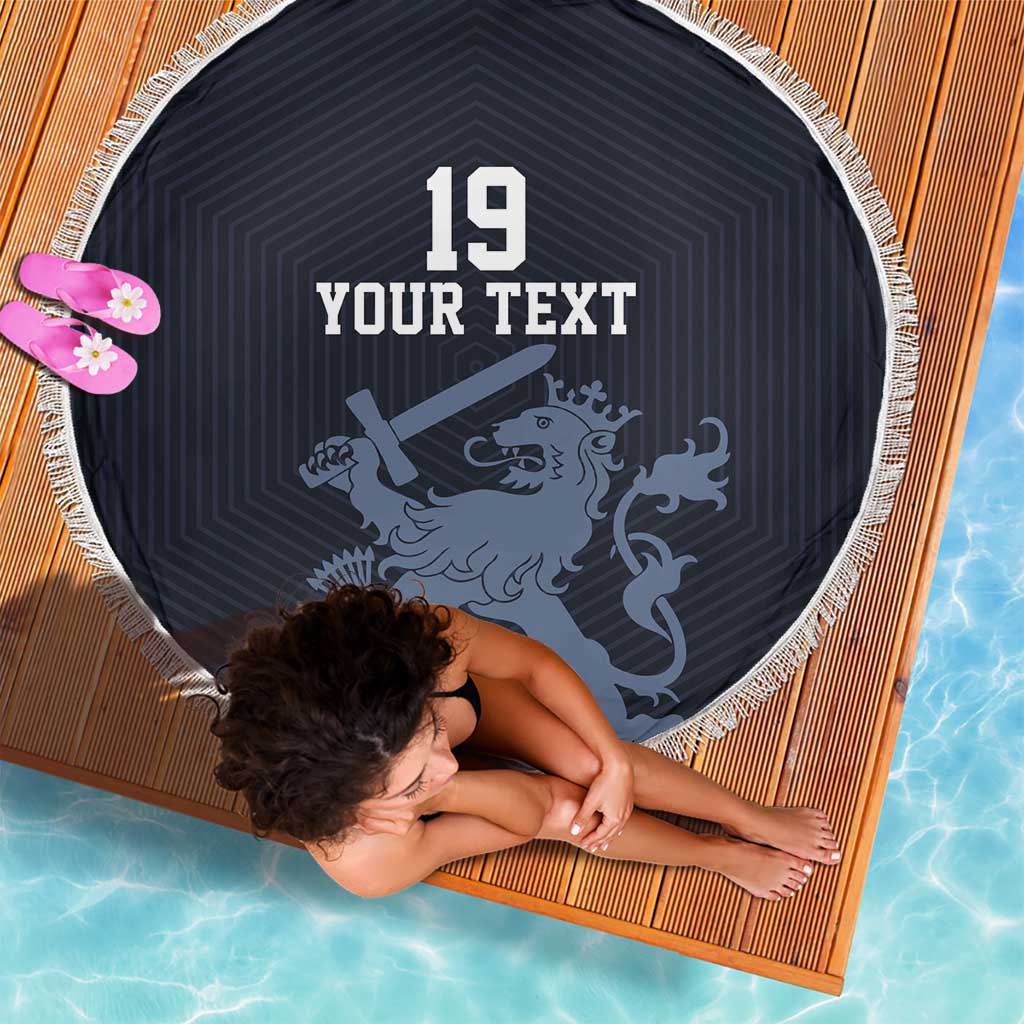 Custom World Football 2026 Netherlands Beach Blanket Holland Navy Dutch Lion - Wonder Print Shop