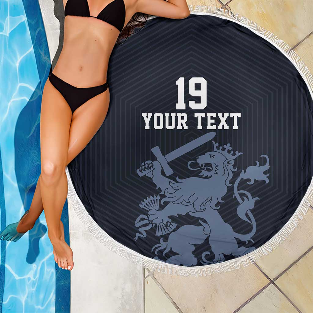 Custom World Football 2026 Netherlands Beach Blanket Holland Navy Dutch Lion - Wonder Print Shop