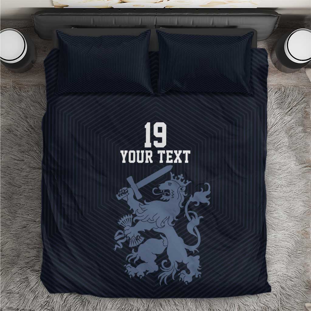 Custom World Football 2026 Netherlands Bedding Set Holland Navy Dutch Lion - Wonder Print Shop