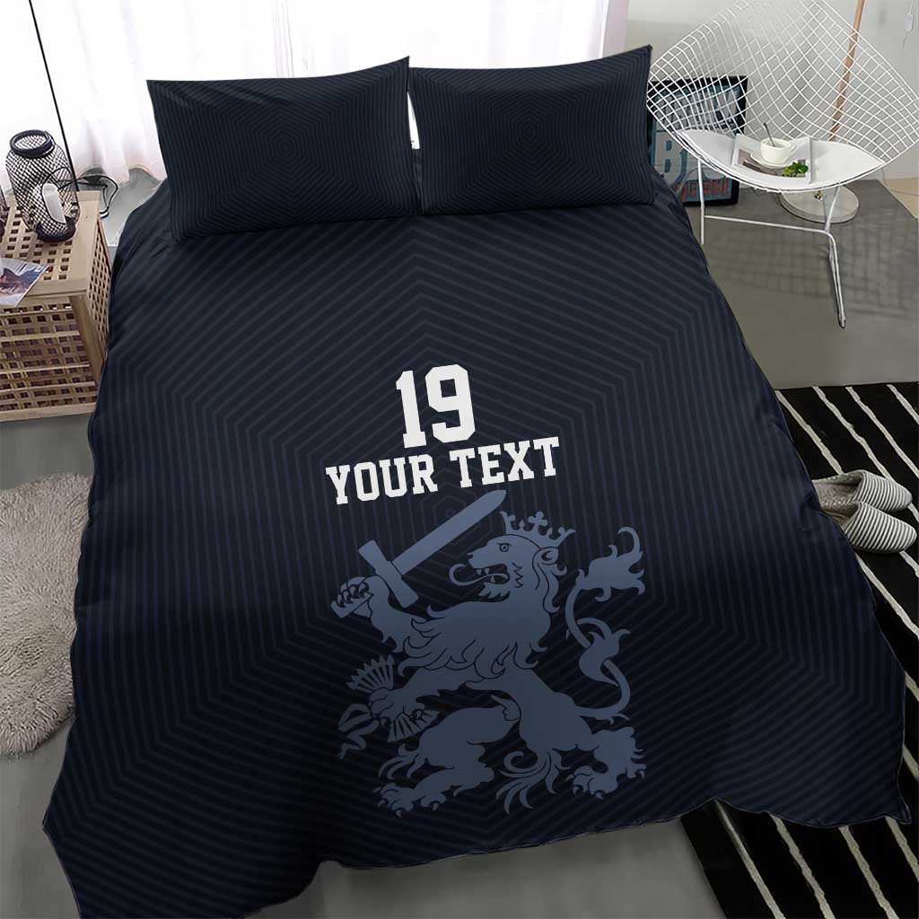 Custom World Football 2026 Netherlands Bedding Set Holland Navy Dutch Lion - Wonder Print Shop