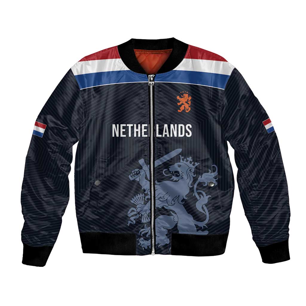 Custom World Football 2026 Netherlands Bomber Jacket Holland Navy Dutch Lion - Wonder Print Shop