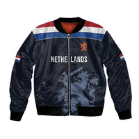 Custom World Football 2026 Netherlands Bomber Jacket Holland Navy Dutch Lion - Wonder Print Shop