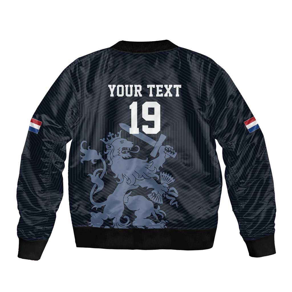 Custom World Football 2026 Netherlands Bomber Jacket Holland Navy Dutch Lion - Wonder Print Shop