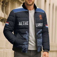 Custom World Football 2026 Netherlands Bomber Puffer Jacket Holland Navy Dutch Lion - Wonder Print Shop