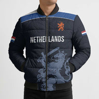 Custom World Football 2026 Netherlands Bomber Puffer Jacket Holland Navy Dutch Lion - Wonder Print Shop