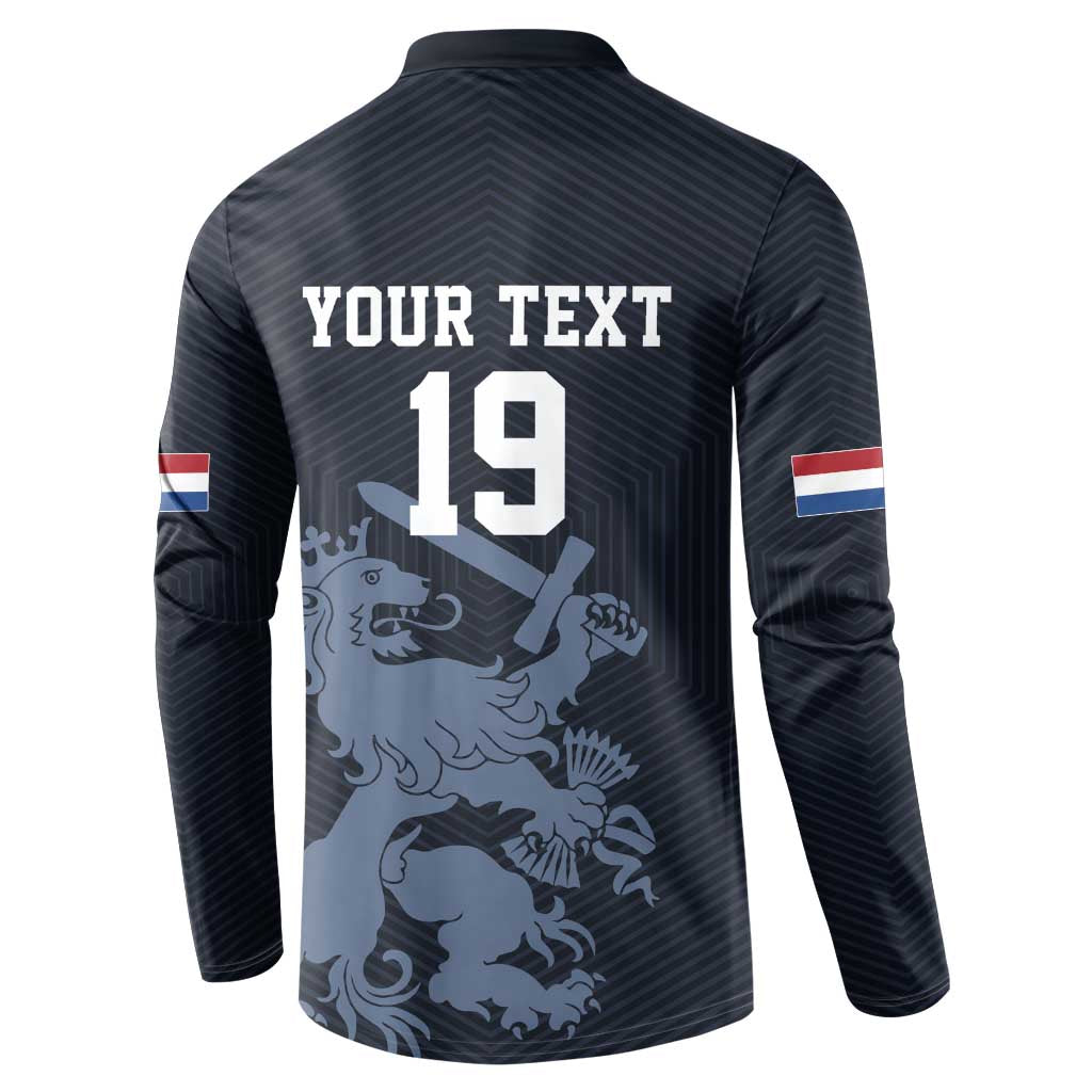 Custom World Football 2026 Netherlands Button Sweatshirt Holland Navy Dutch Lion - Wonder Print Shop