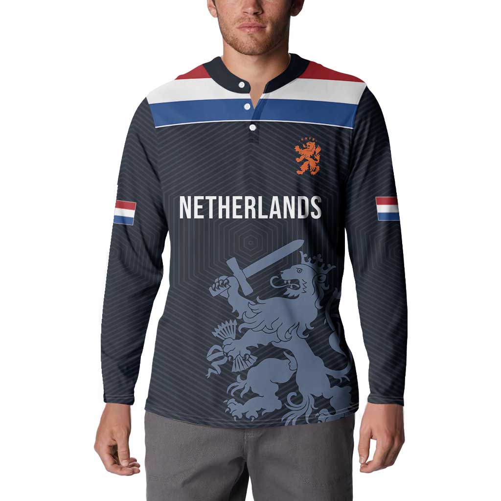 Custom World Football 2026 Netherlands Button Sweatshirt Holland Navy Dutch Lion - Wonder Print Shop