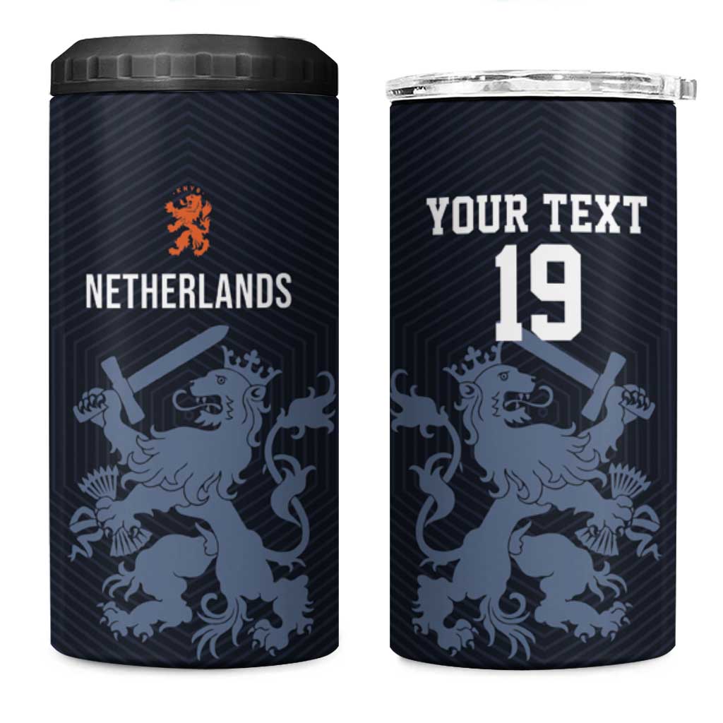Custom World Football 2026 Netherlands 4 in 1 Can Cooler Tumbler Holland Navy Dutch Lion - Wonder Print Shop