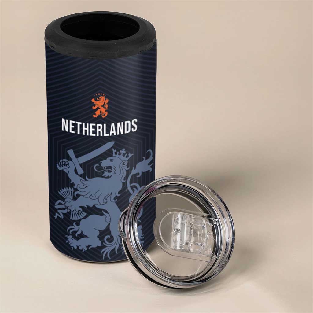 Custom World Football 2026 Netherlands 4 in 1 Can Cooler Tumbler Holland Navy Dutch Lion - Wonder Print Shop