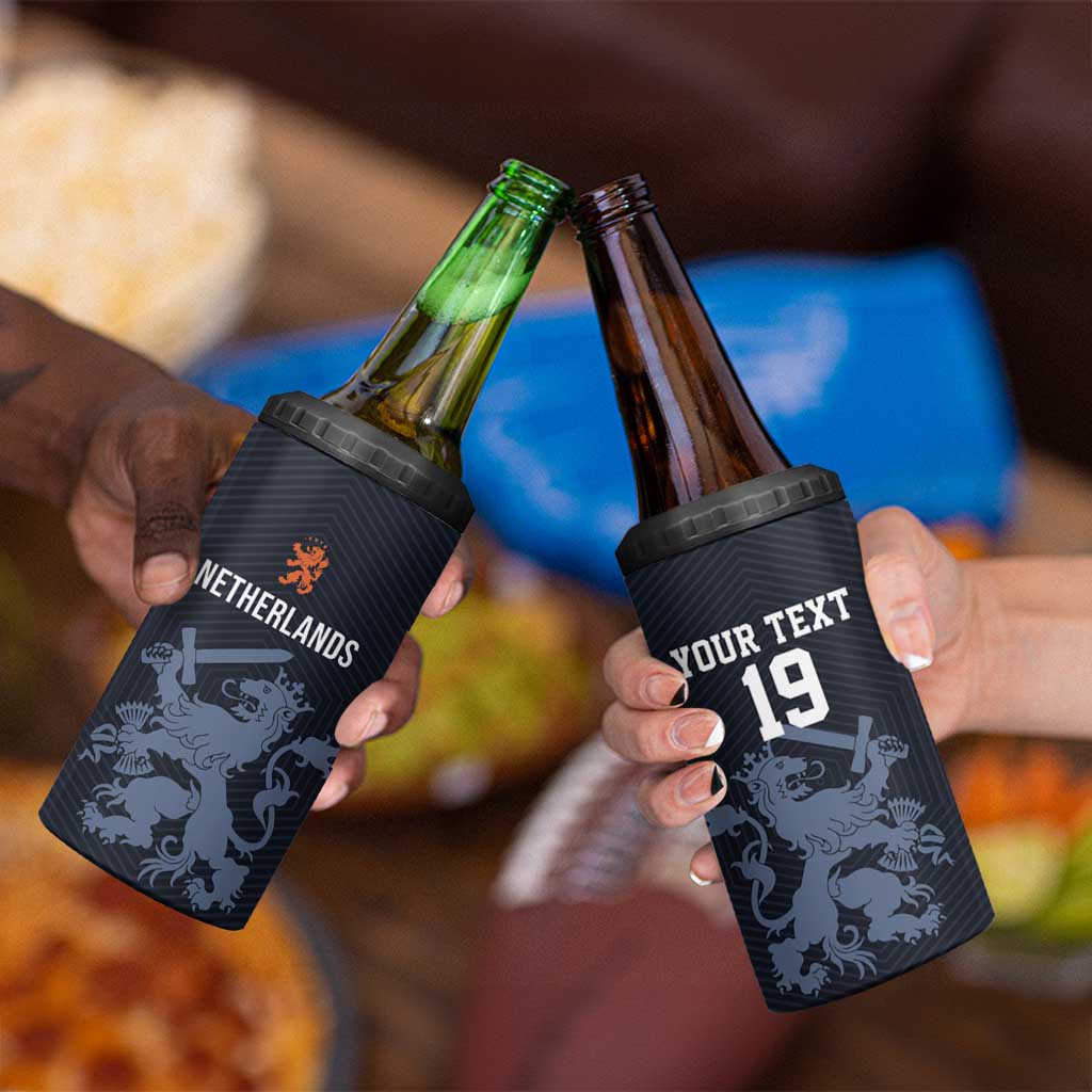 Custom World Football 2026 Netherlands 4 in 1 Can Cooler Tumbler Holland Navy Dutch Lion - Wonder Print Shop