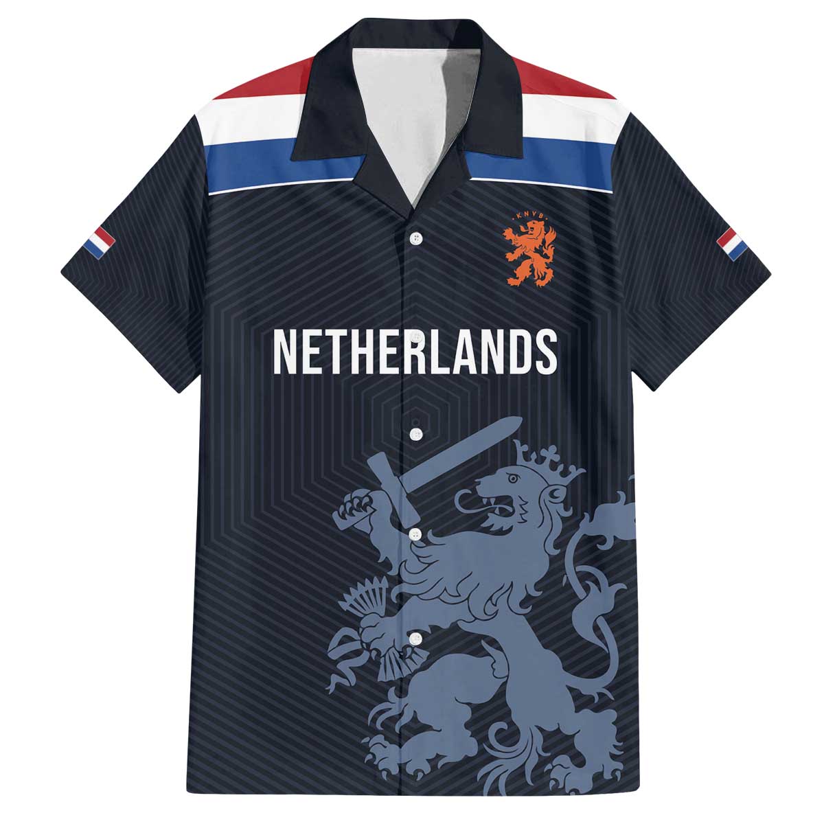Custom World Football 2026 Netherlands Family Matching Off The Shoulder Long Sleeve Dress and Hawaiian Shirt Holland Navy Dutch Lion - Wonder Print Shop