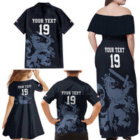 Custom World Football 2026 Netherlands Family Matching Off Shoulder Maxi Dress and Hawaiian Shirt Holland Navy Dutch Lion - Wonder Print Shop