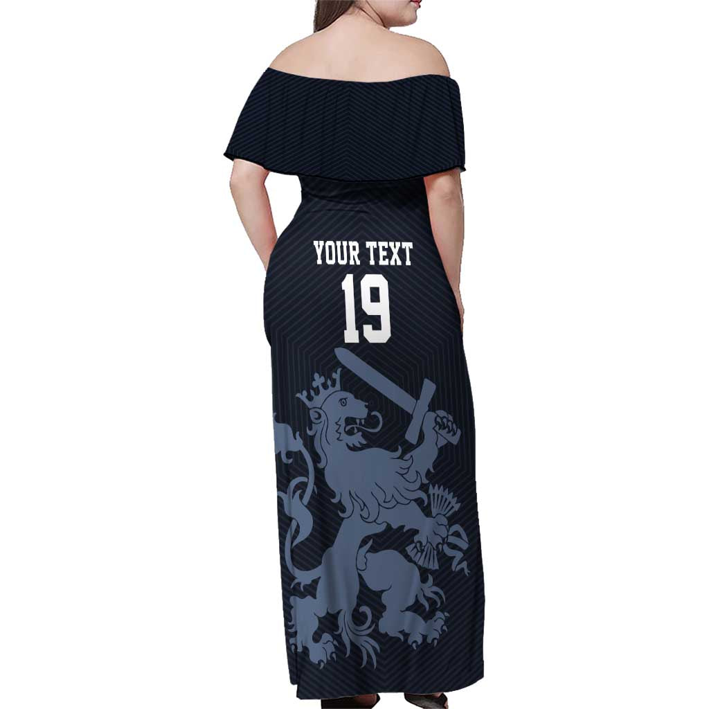 Custom World Football 2026 Netherlands Family Matching Off Shoulder Maxi Dress and Hawaiian Shirt Holland Navy Dutch Lion - Wonder Print Shop