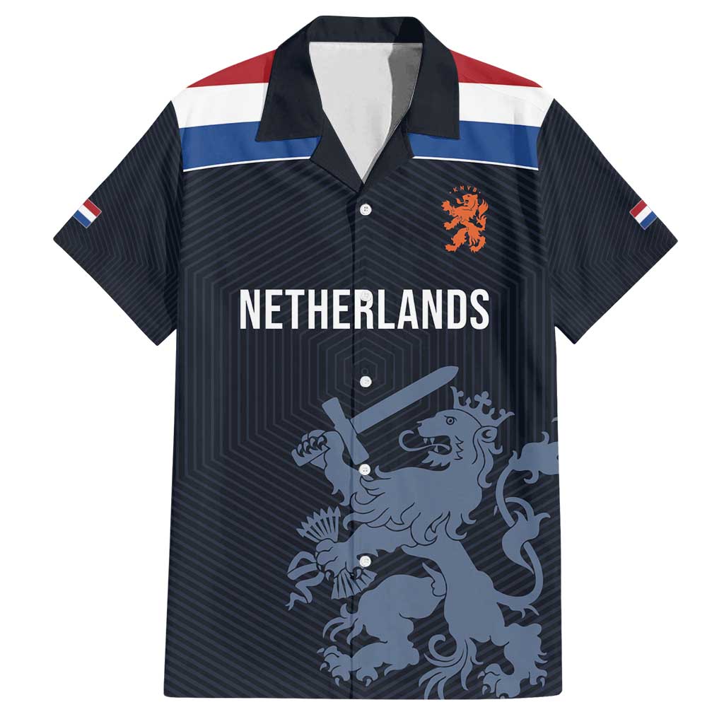 Custom World Football 2026 Netherlands Family Matching Off Shoulder Short Dress and Hawaiian Shirt Holland Navy Dutch Lion - Wonder Print Shop